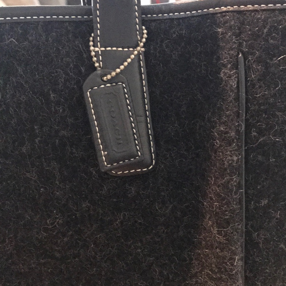 Wool Blend Black & Gray Stripe Tote Bag - Picture 3 of 8